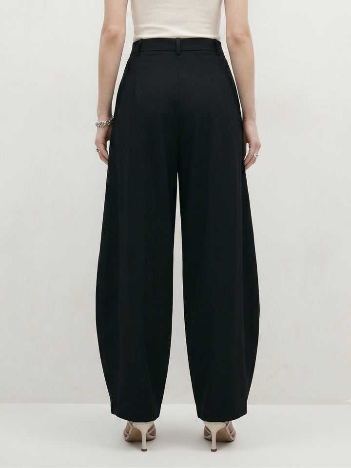 Black Wrap Over Styled Baggy Fit Trouser