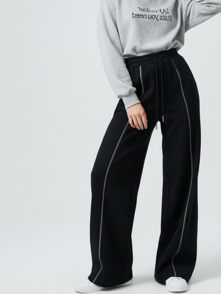 Navy Blue High Waist Baggy Pant
