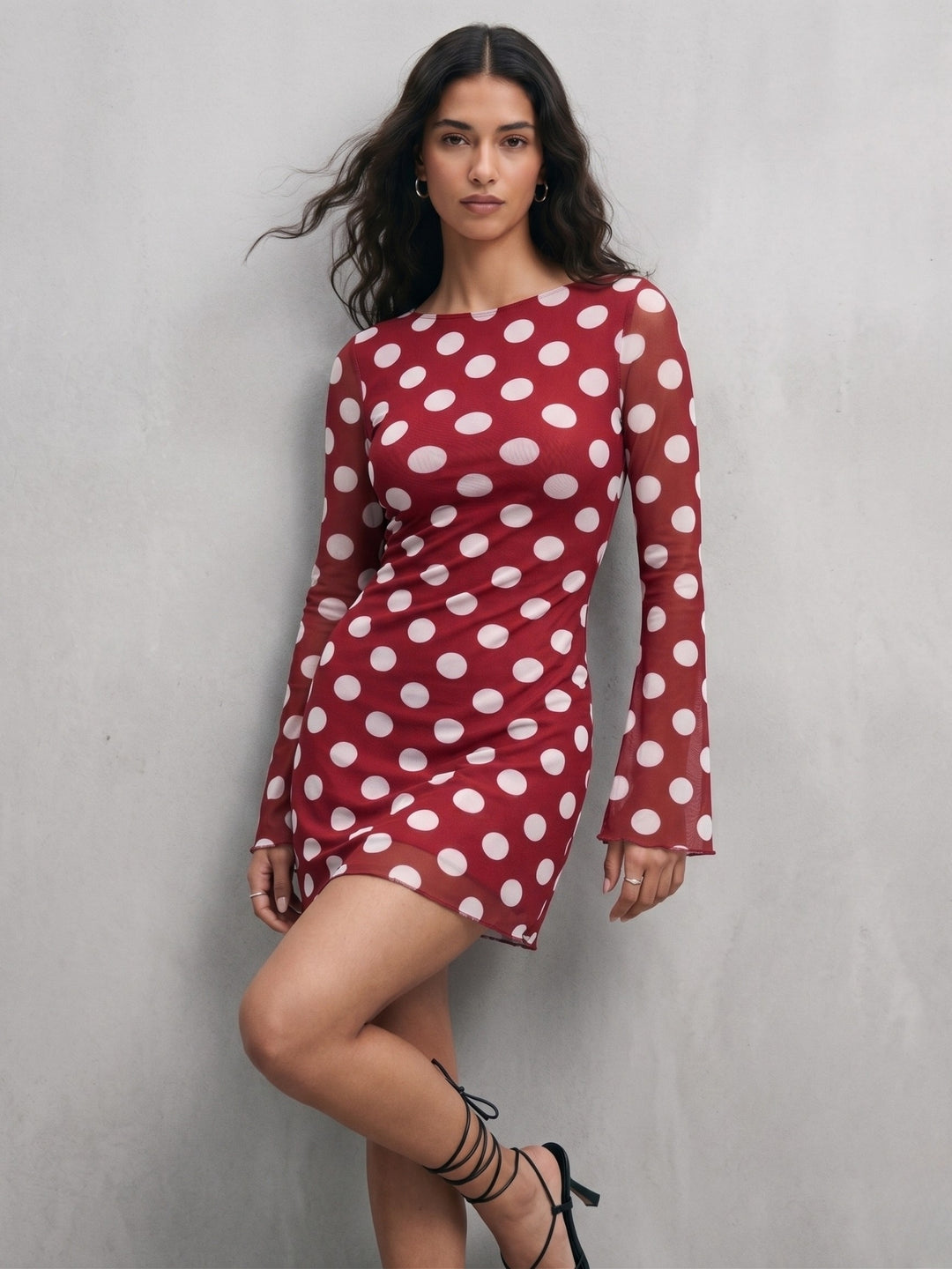 Maroon Full Sleeve Fitted Dress