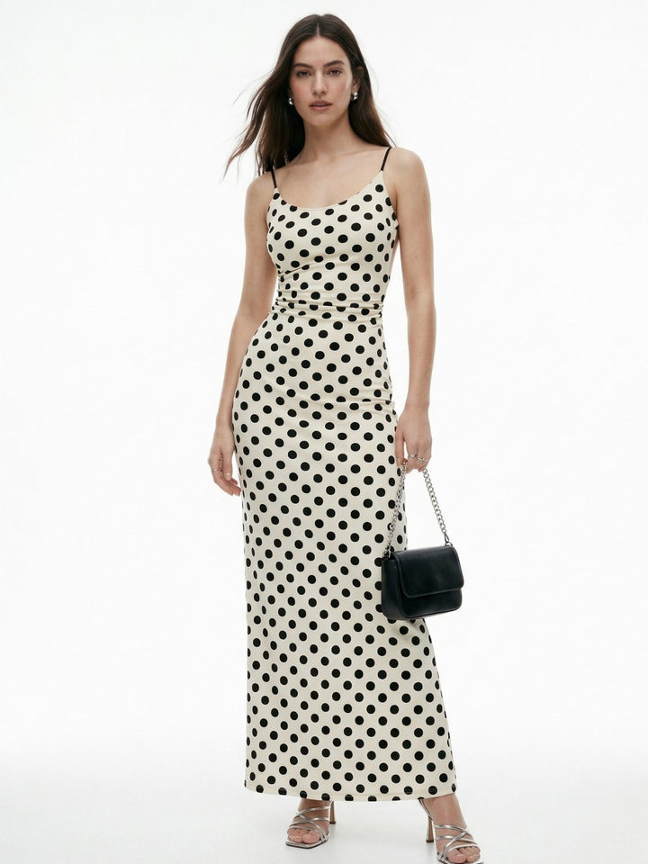 White Polka Spaghetti Strap Dress