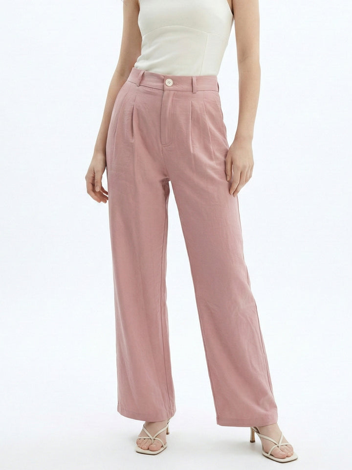 Pink High Waist Pleated Pant