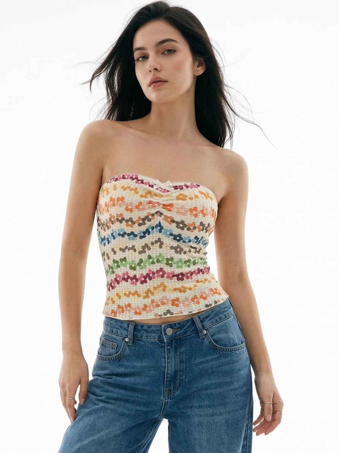 Off White Tube Printed Top
