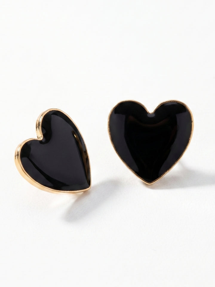 Black Heart Shape Metal Earrings