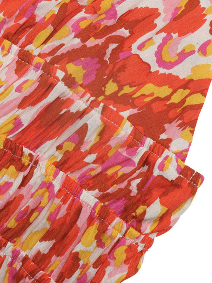 Orange Spaghetti Strap Printed Dress
