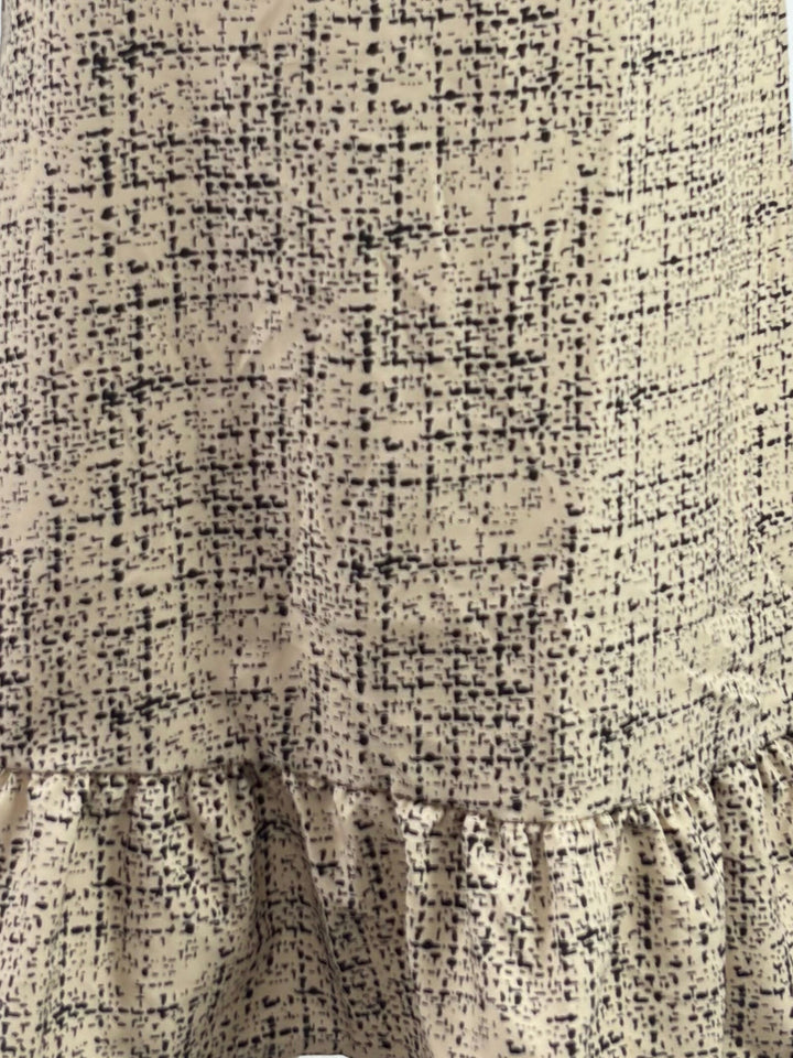 Beige Ruffle Hem Floral Printed Dress