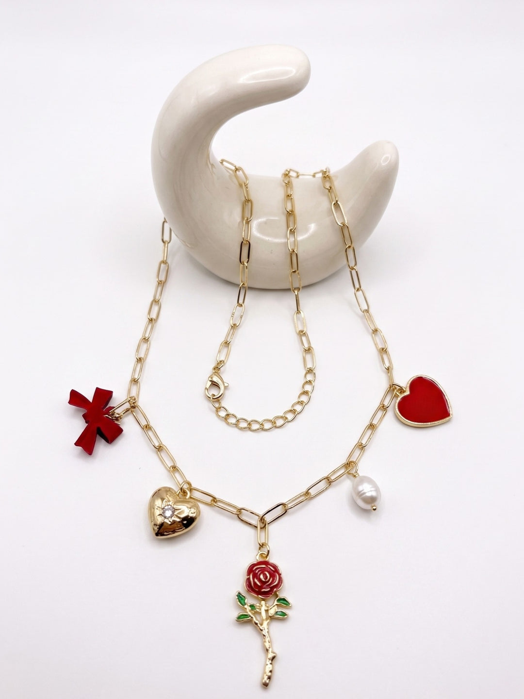 Gold Multi Charms Chain Necklace