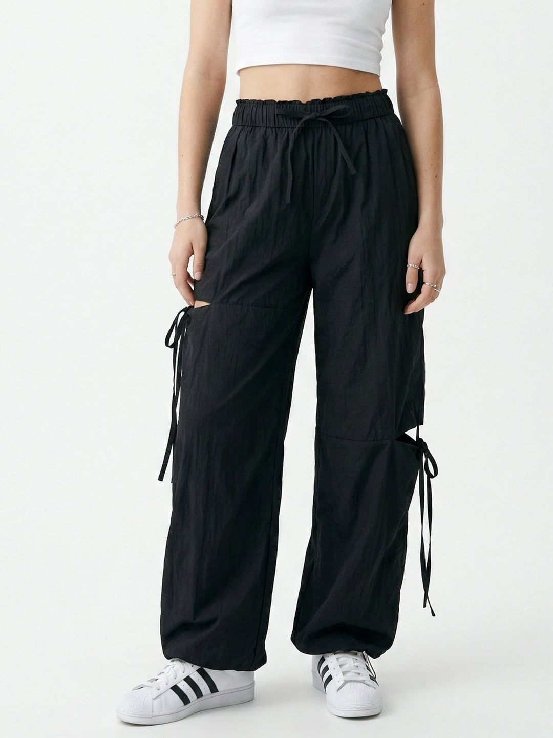 Black High Waist Cut-Out Detail Pant