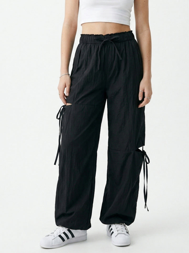 Black High Waist Cut-Out Detail Pant