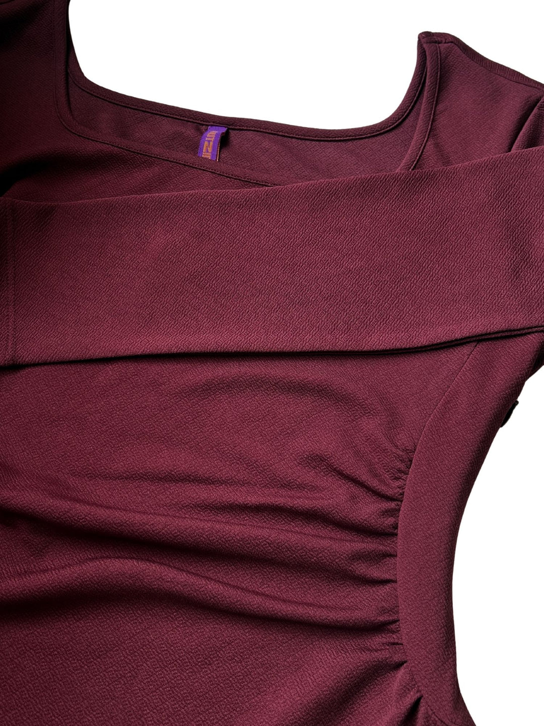 Wine Full Sleeve Round Neck Dress