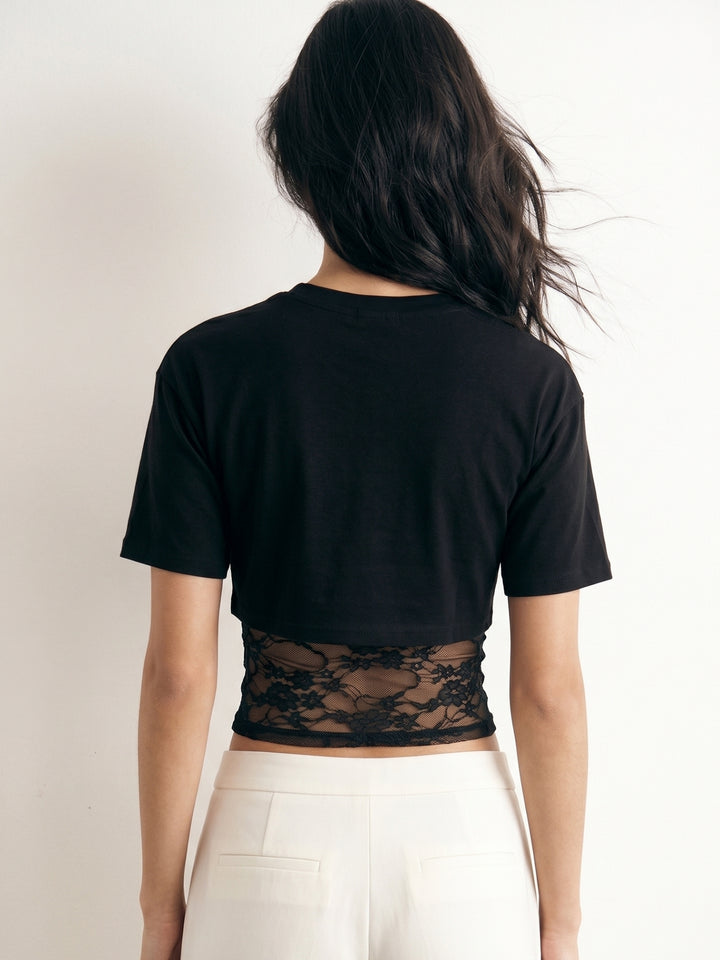 Black Lace Detail Twofer Style Top