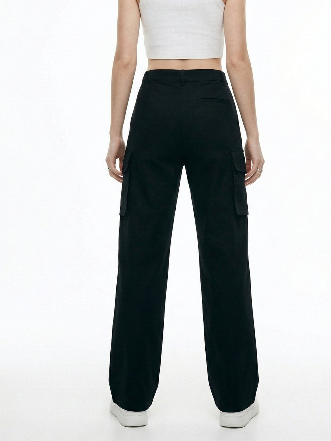 Black Slim Cargo Styled Solid Trouser