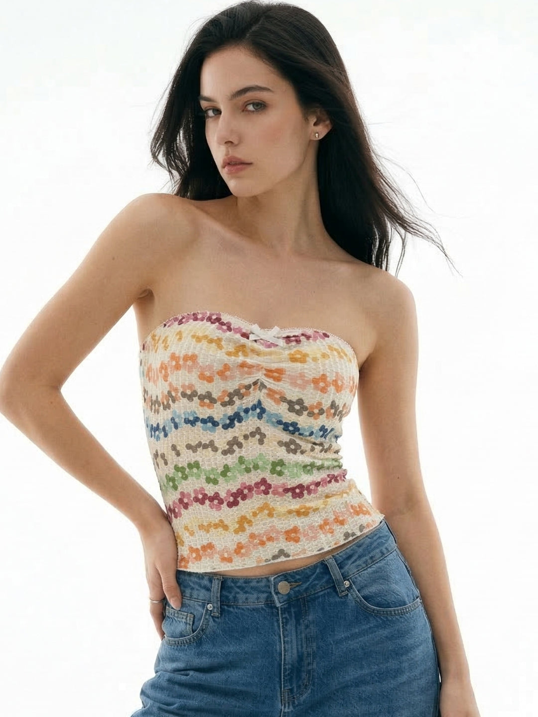 Off White Tube Printed Top