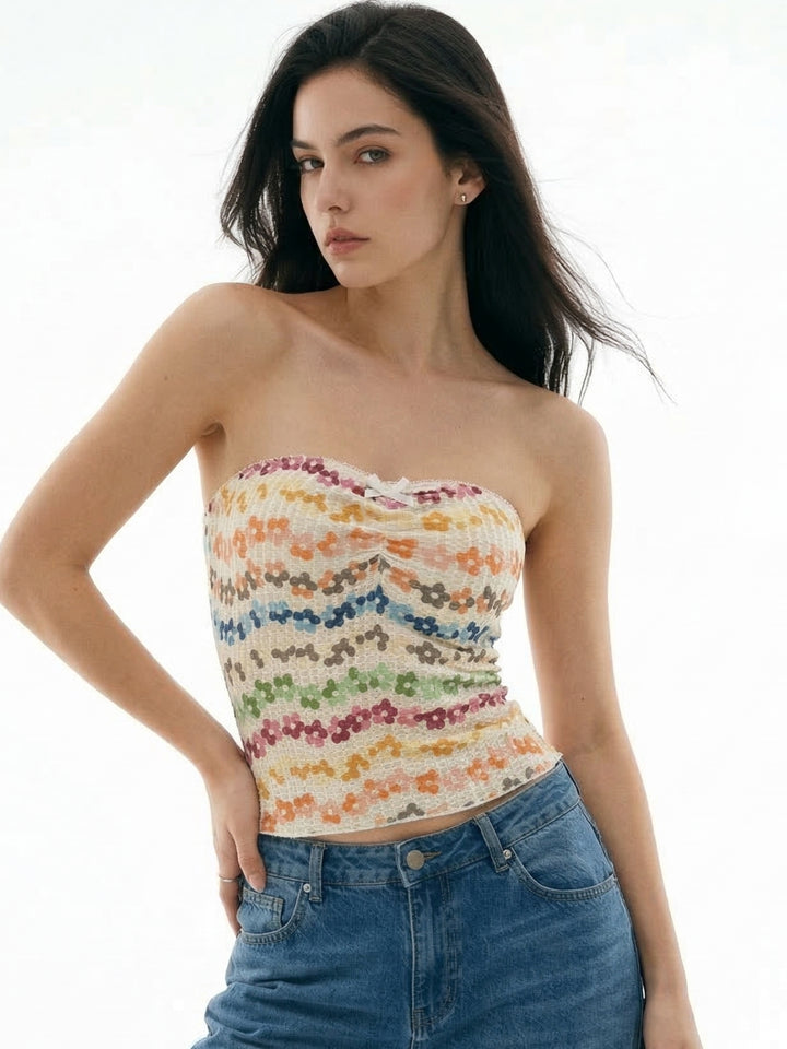 Off White Tube Printed Top