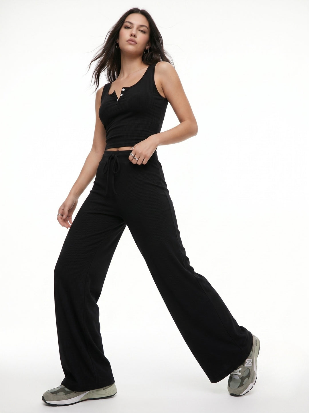 Black Regular Top And Pant Co-Ord Set