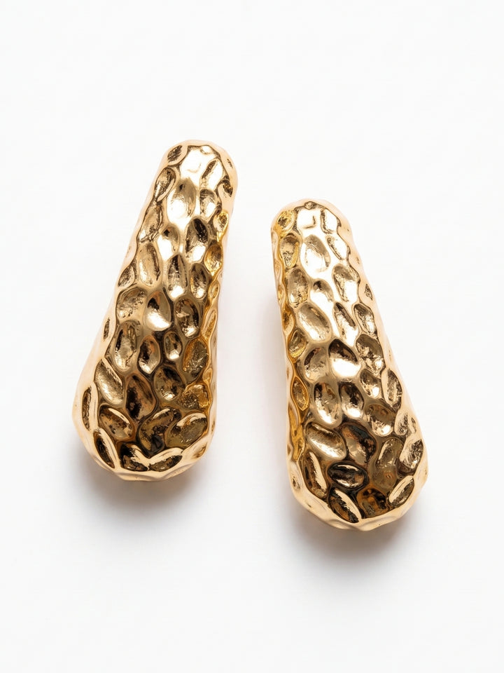 Gold Textured Metal Earings
