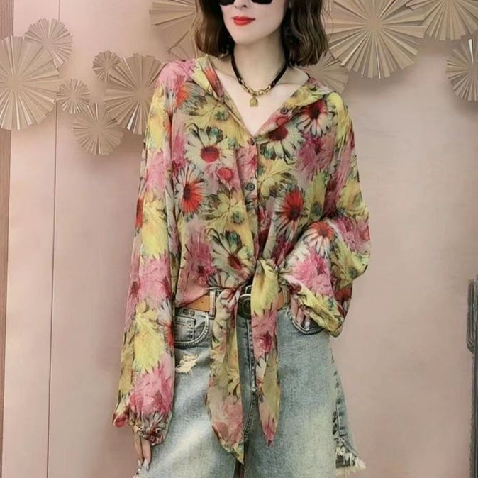 Pink Printed Tie Up Shirt
