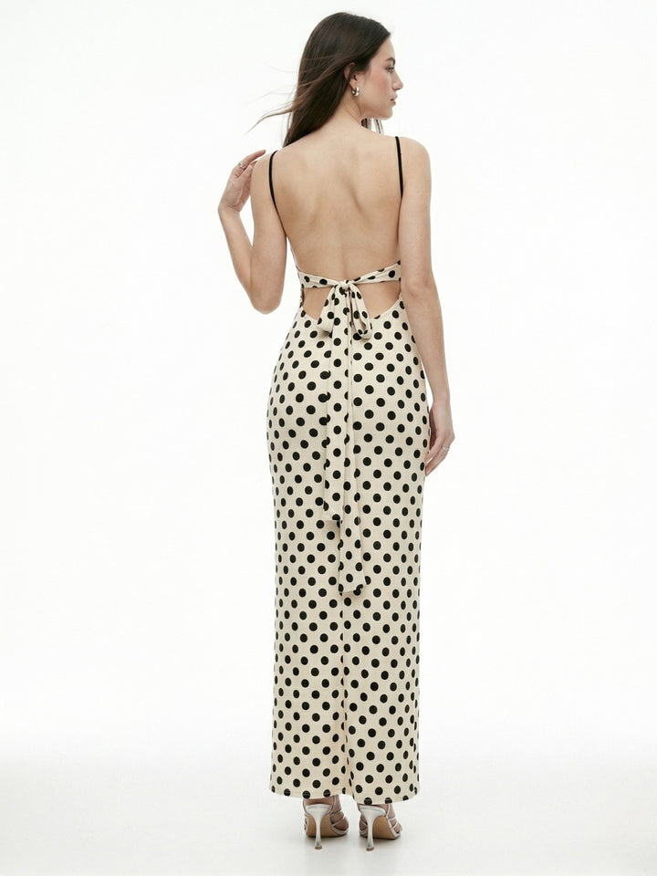 White Polka Spaghetti Strap Dress