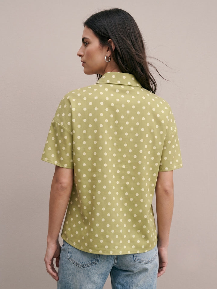 Green Polka Dotted Relaxed Shirt