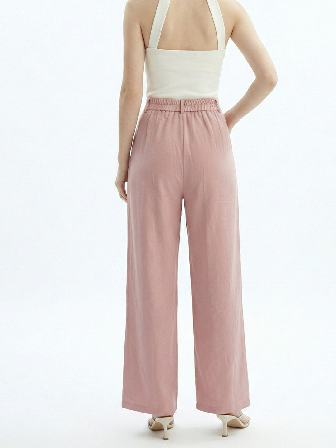 Pink High Waist Pleated Pant