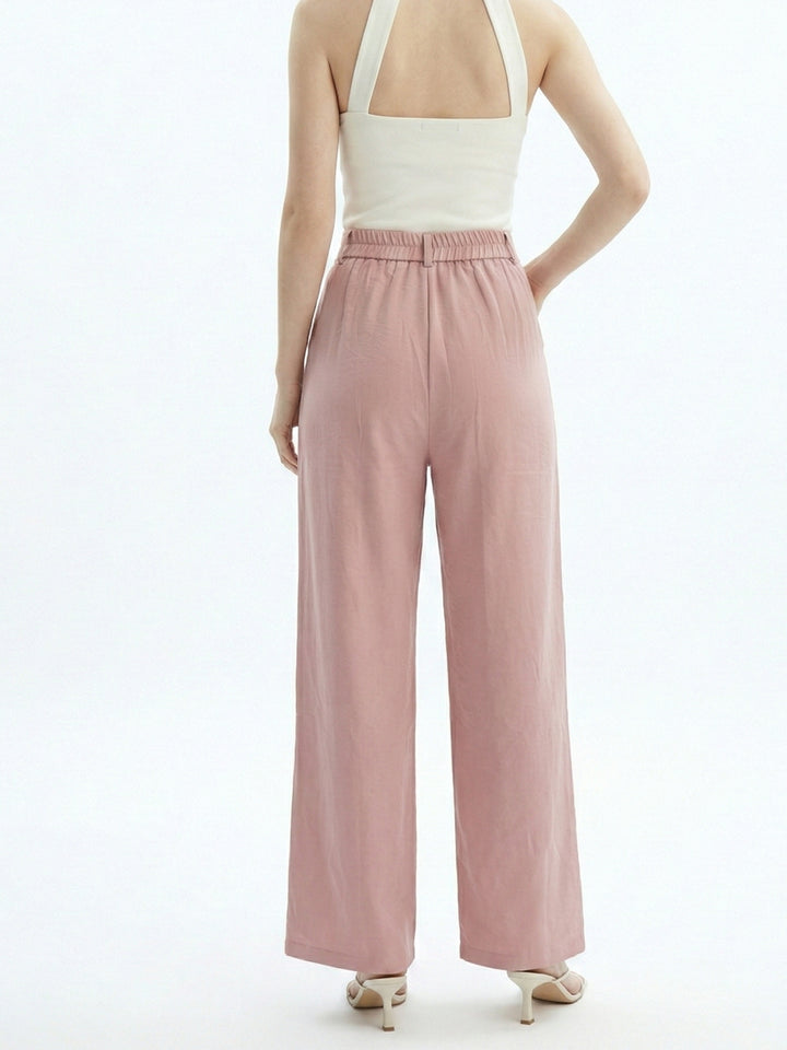 Pink High Waist Pleated Pant