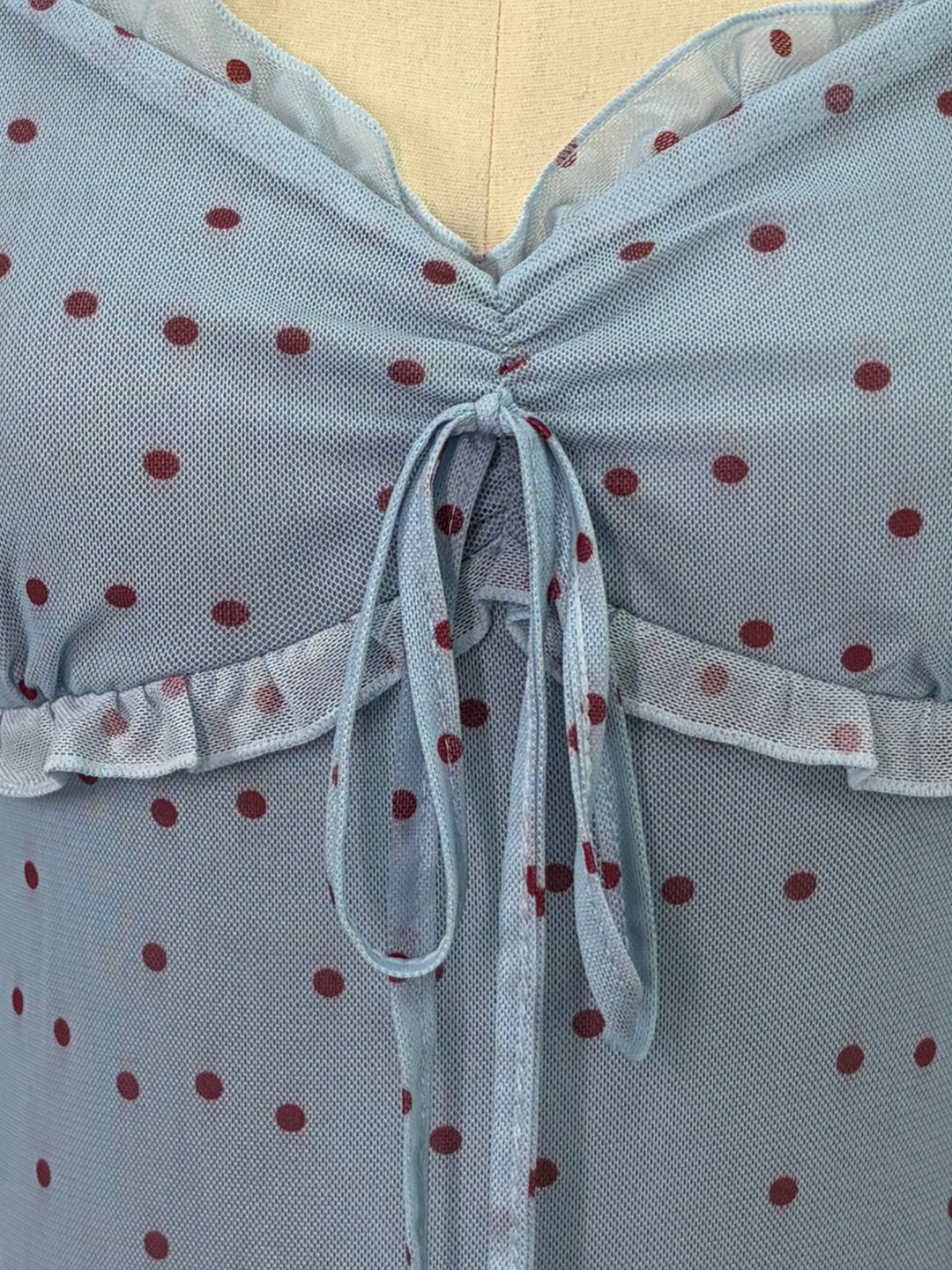 Light Blue Sweetheart Neckline Polka Dotted Dress