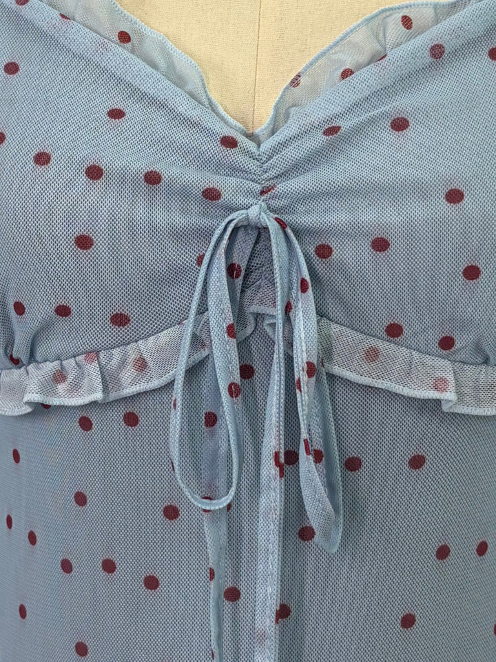 Light Blue Sweetheart Neckline Polka Dotted Dress