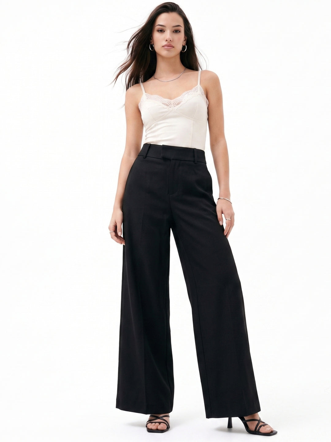 Black High Waisted Solid Trouser
