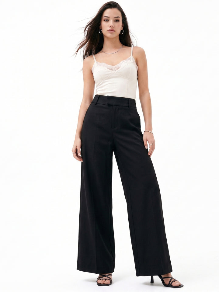 Black High Waisted Solid Trouser