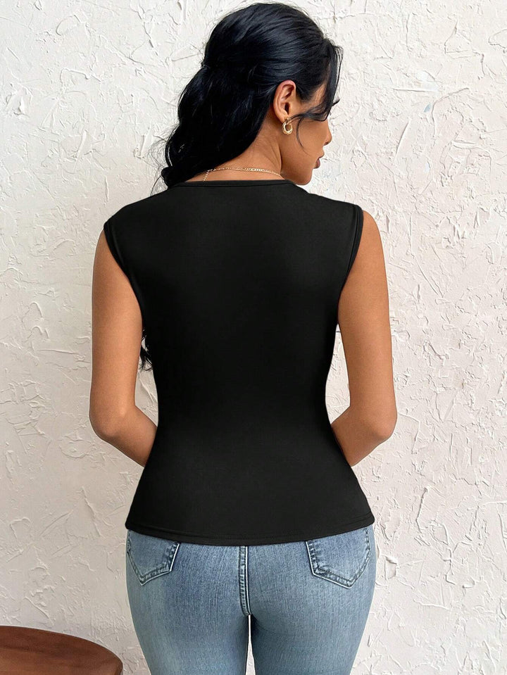 Black Sleeveless Cut-Out Detail Top