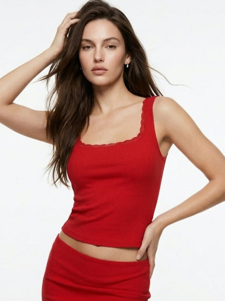 Orange Shoulder Strap Fitted Top