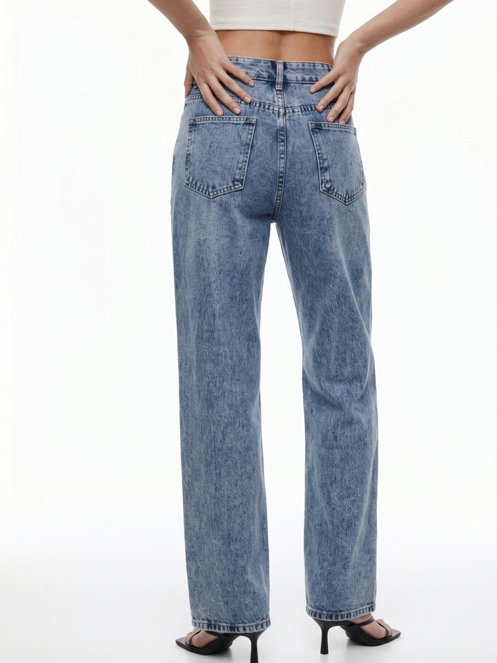 Light Blue Studded Wide Leg Jeans