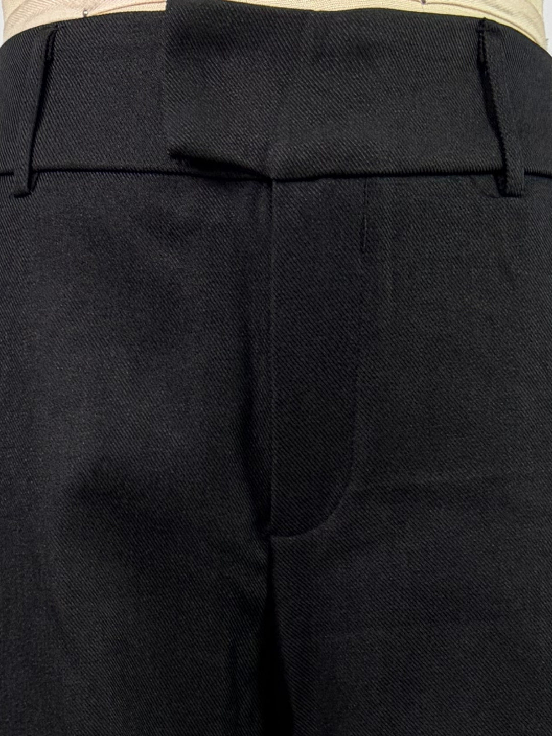 Black High Waisted Solid Trouser