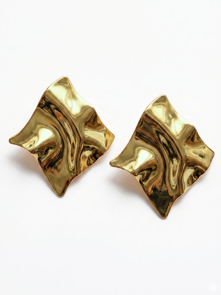 Gold Stylized Geometric Shape Earrings