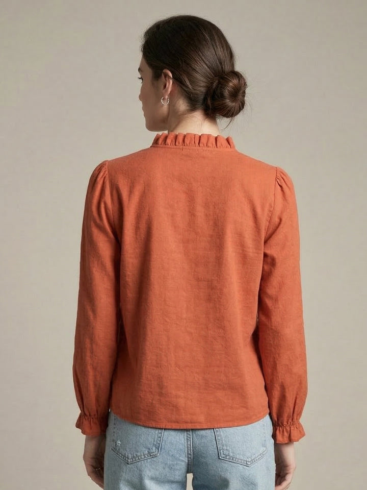 Rust Paisley Patterned High Neck Top