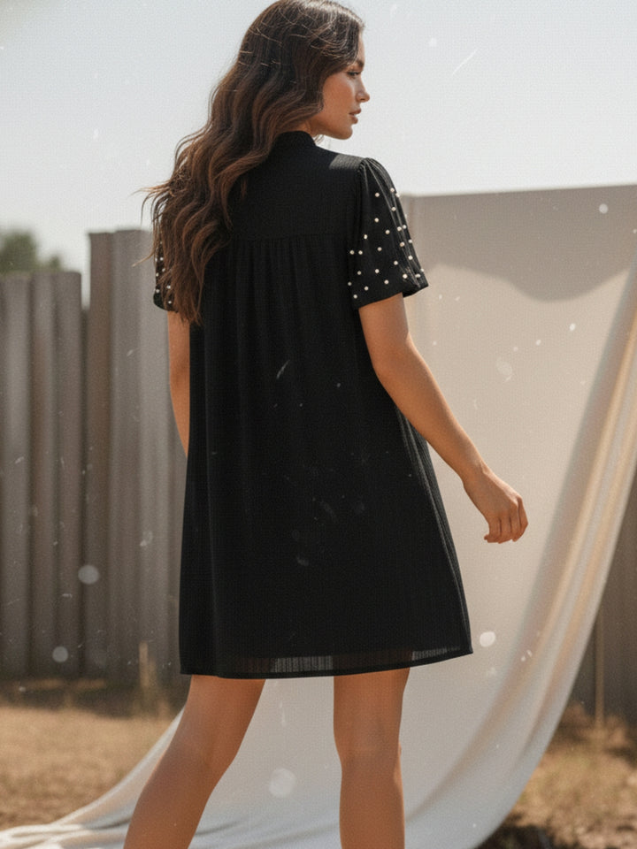 Black Short Sleeve Tiered Dress