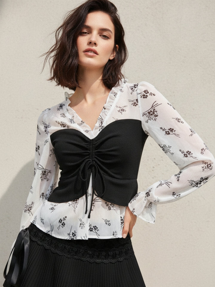 Black Bishop Sleeve Contrast Tube Top