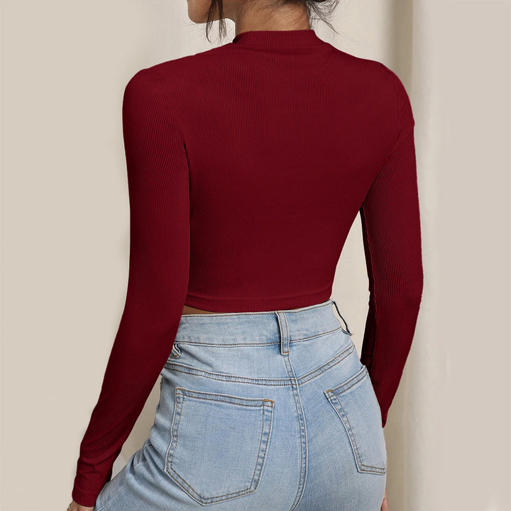 Wine Full Sleeve Neck Cut-Out Tip