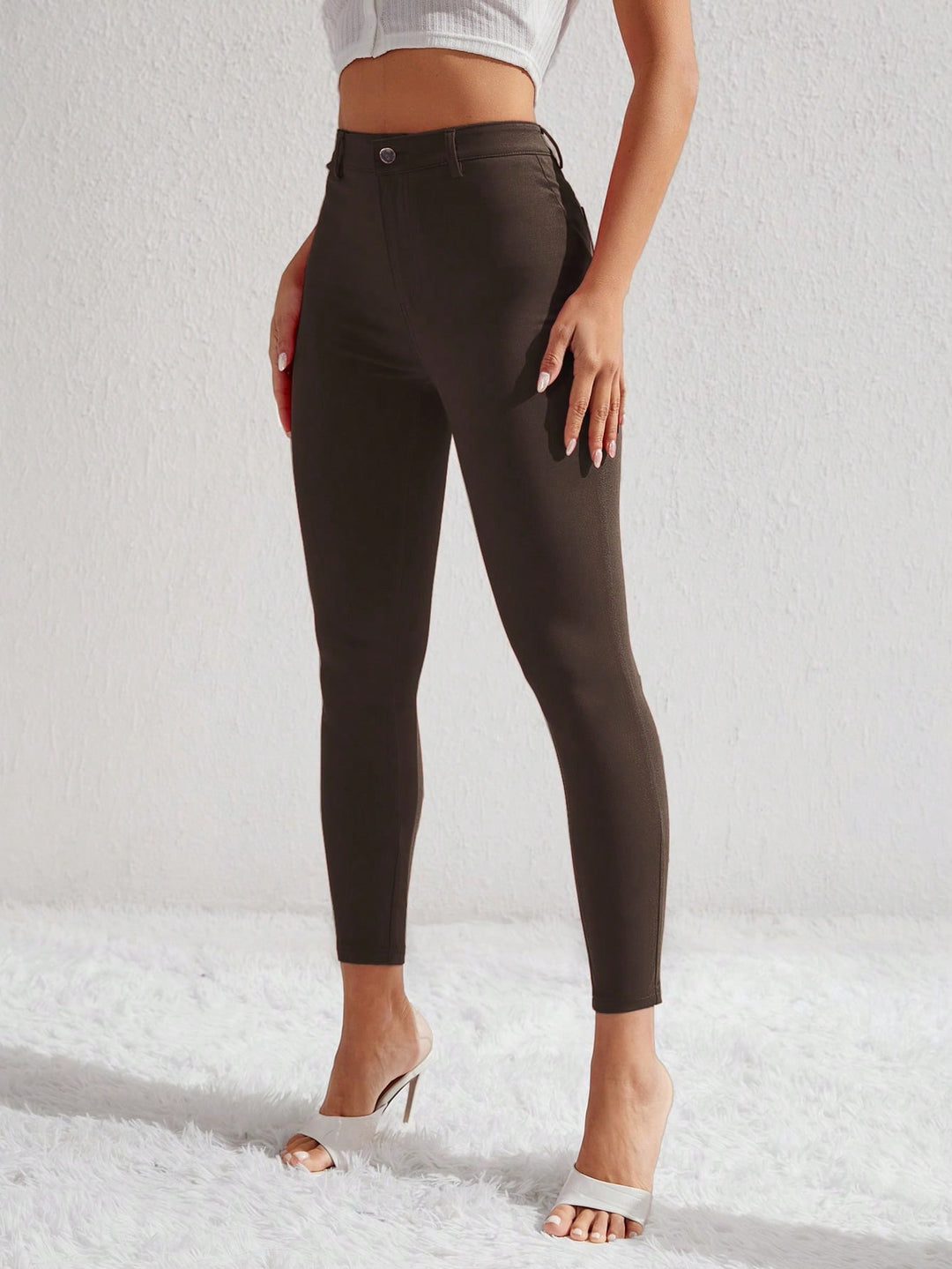 Brown Coloured High Waist Skinny Denims
