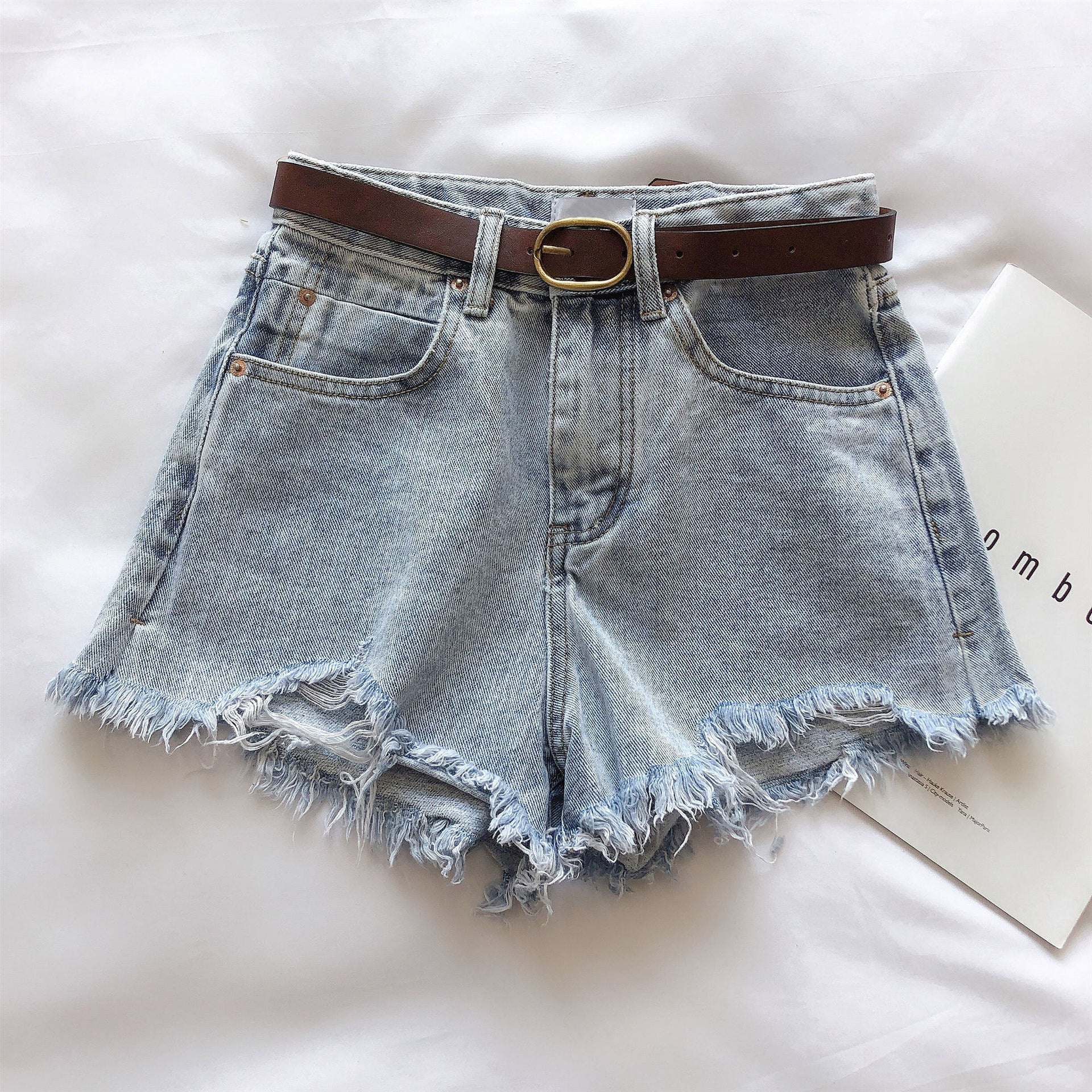 Blue Freyed Denim Shorts