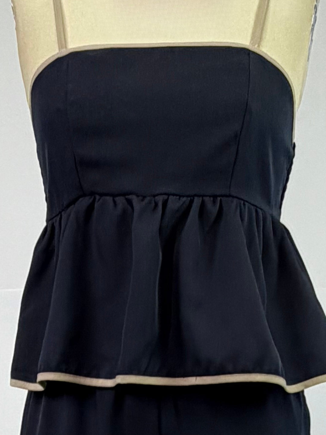 Navy Blue Strappy Peplum Top With Trousers Co-Ord Set