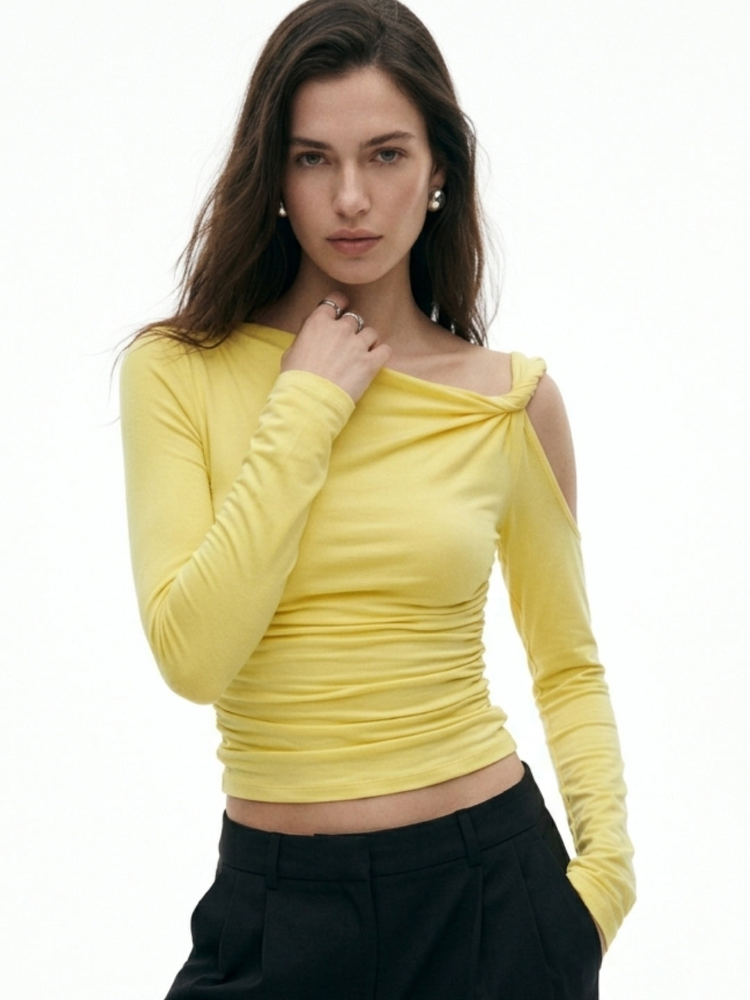 Yellow One Shoulder Asymmetrical Top
