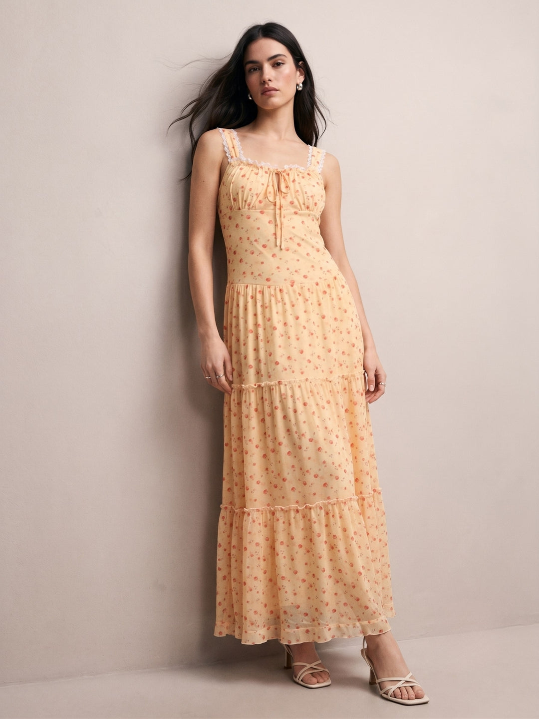 Multi Round Neck Printed Tiered Dress