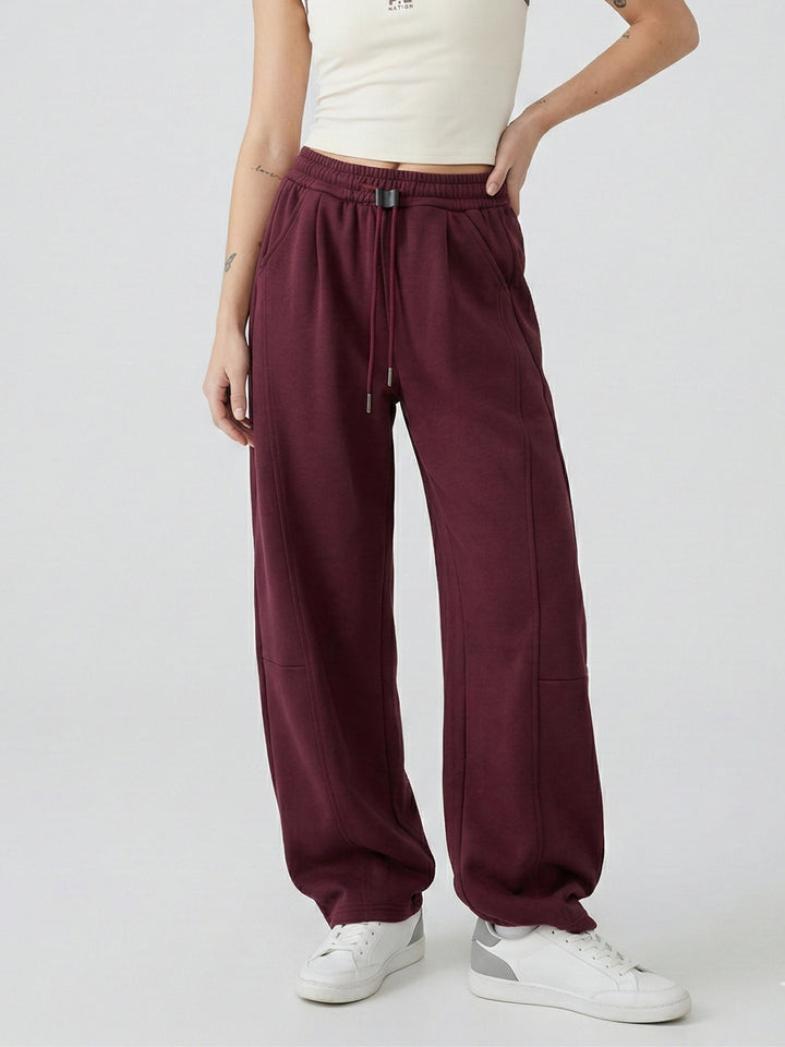 Maroon High Waist Wide Leg Pant