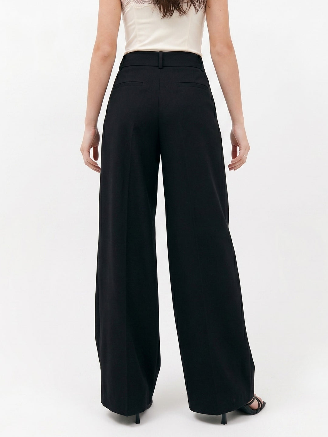 Black High Waisted Solid Trouser