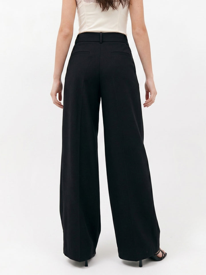 Black High Waisted Solid Trouser