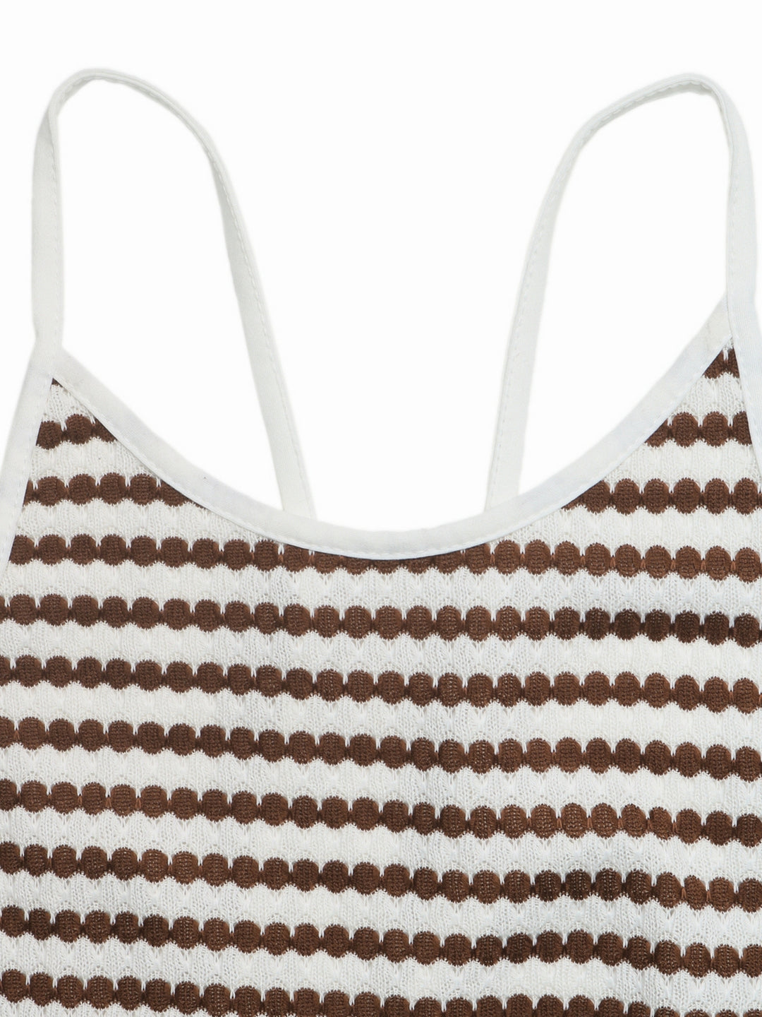 Cream Back Tie-Up Striped Dress
