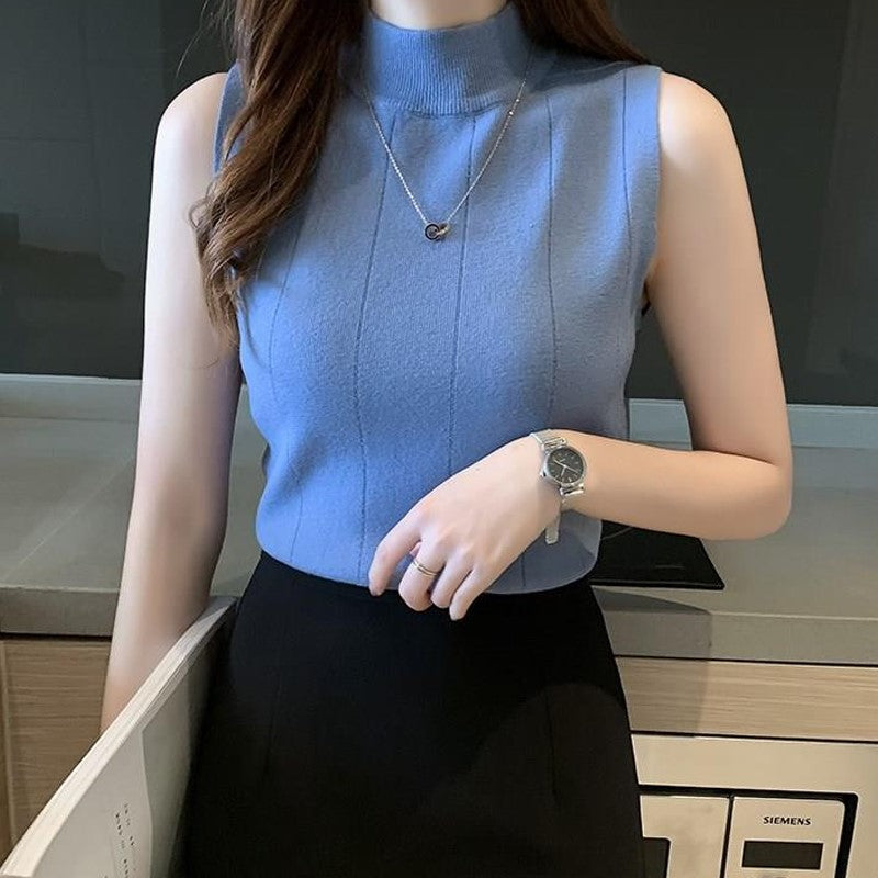 Blue High Neck Tank