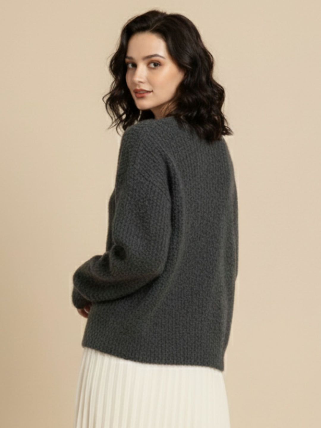 Charcoal Full Sleeve V Neck Sweater