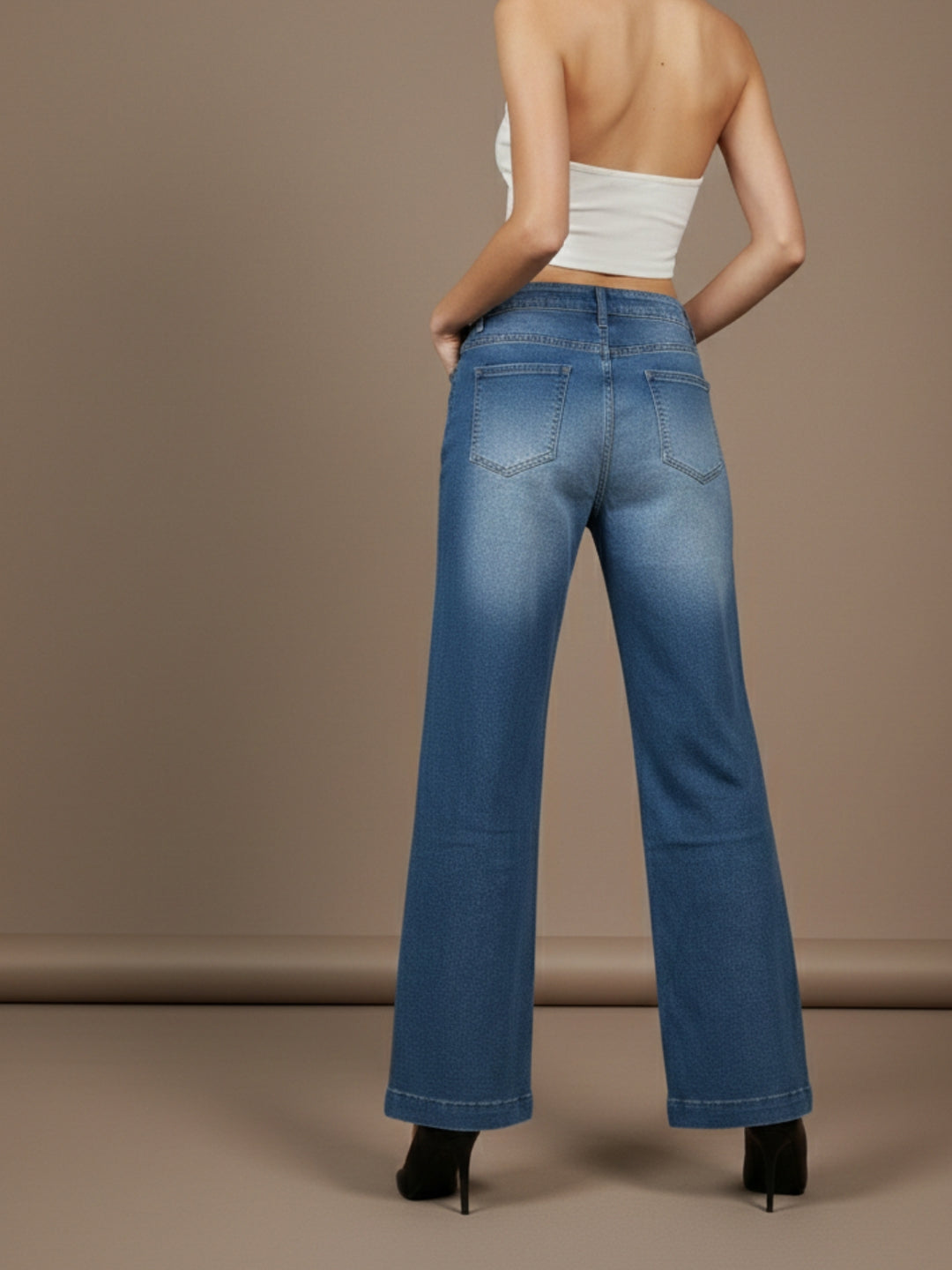 Light Blue Pront Pocket Wide Leg Jeans