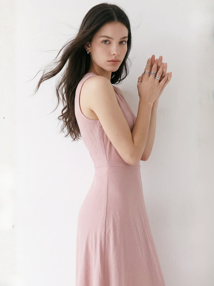 Pink Wrap Dress With Waist Tie Up Detail